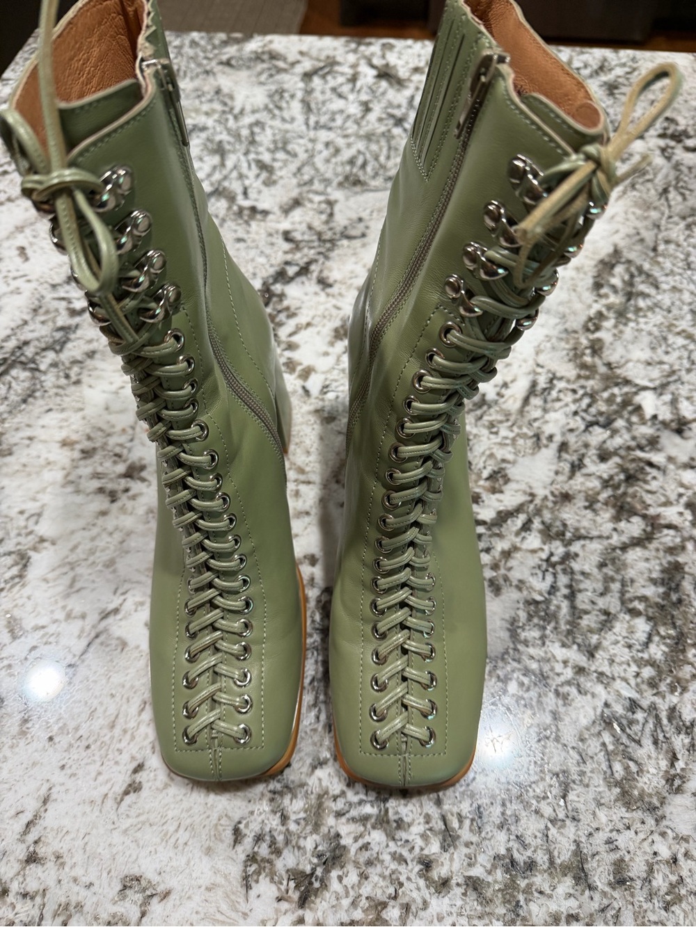 Jeffrey Campbell Belmond Victorian Style Green Leather Lace-Up Ankle Boot - Picture 8 of 8